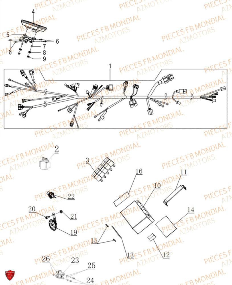 Equipement Electrique FB MONDIAL Pieces PIEGA 452 ABS M4