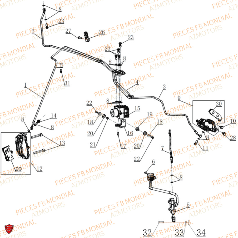 Freins FB MONDIAL Pieces PIEGA 452 ABS M4