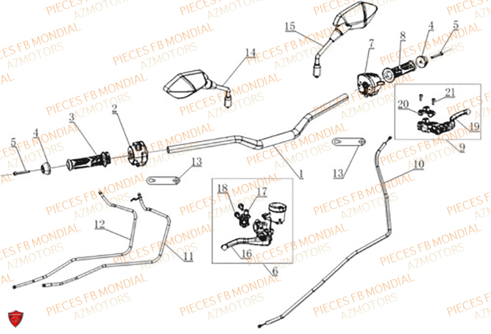 Guidon FB MONDIAL Pieces PIEGA 452 ABS M4