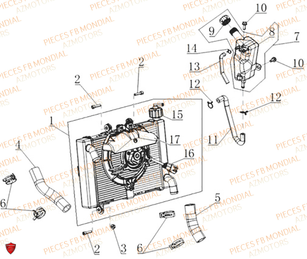 Radiateur FB MONDIAL Pieces PIEGA 452 ABS M4