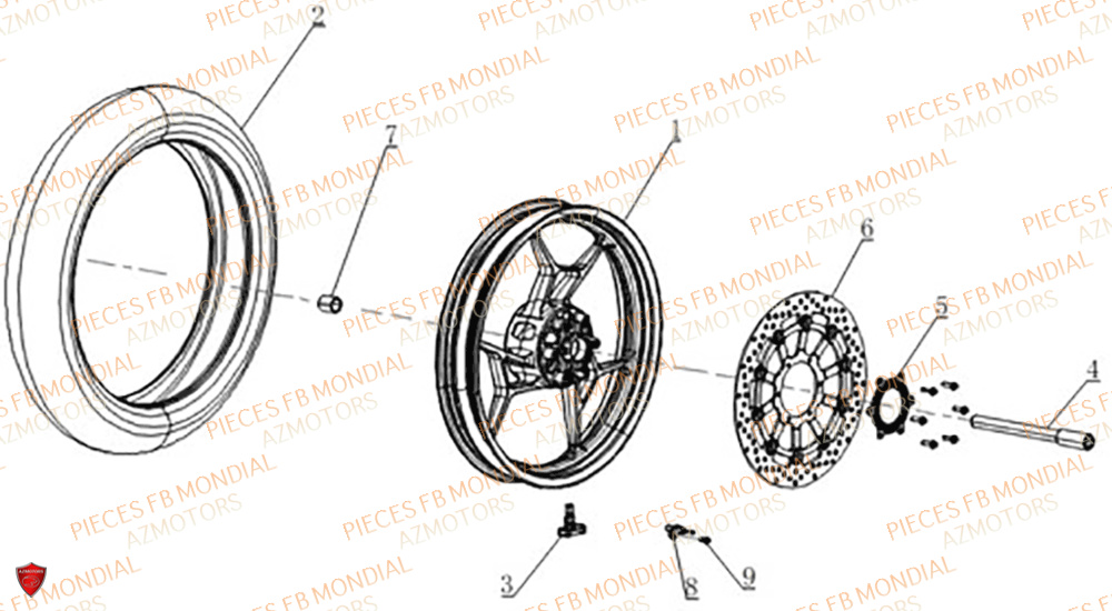 Roue Avant FB MONDIAL Pieces PIEGA 452 ABS M4