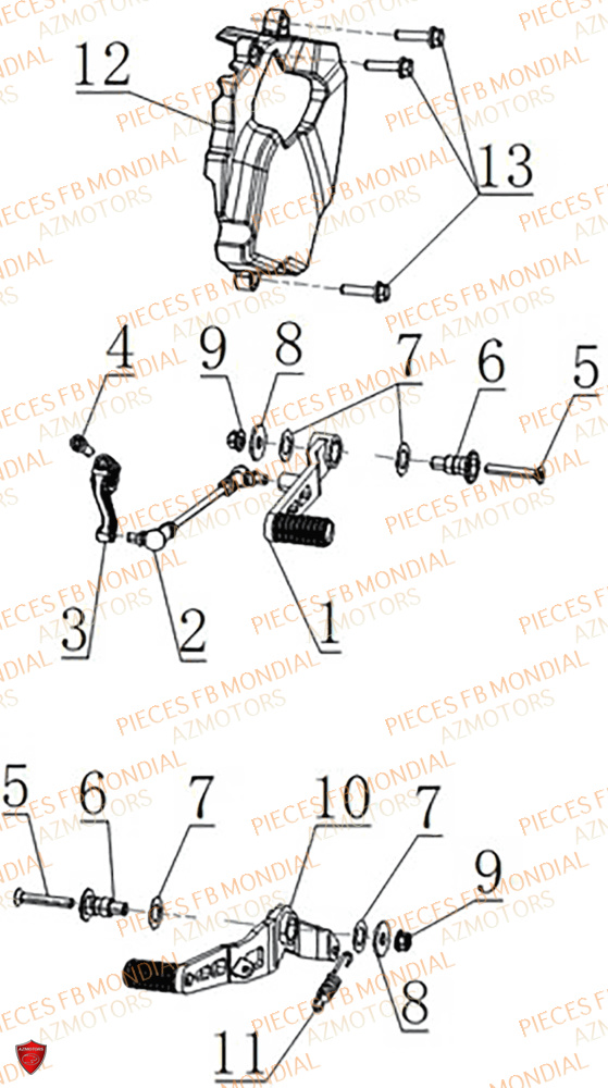 Selecteur De Vitesses FB MONDIAL Pieces PIEGA 452 ABS M4
