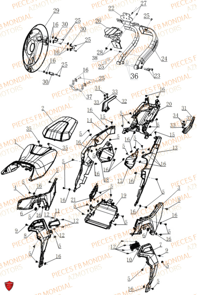 Selle FB MONDIAL Pieces PIEGA 452 ABS M4