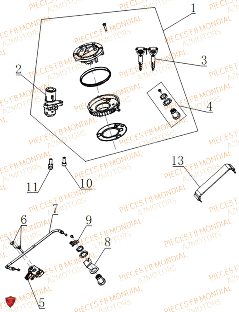 Serrure FB MONDIAL Pieces PIEGA 452 ABS M4
