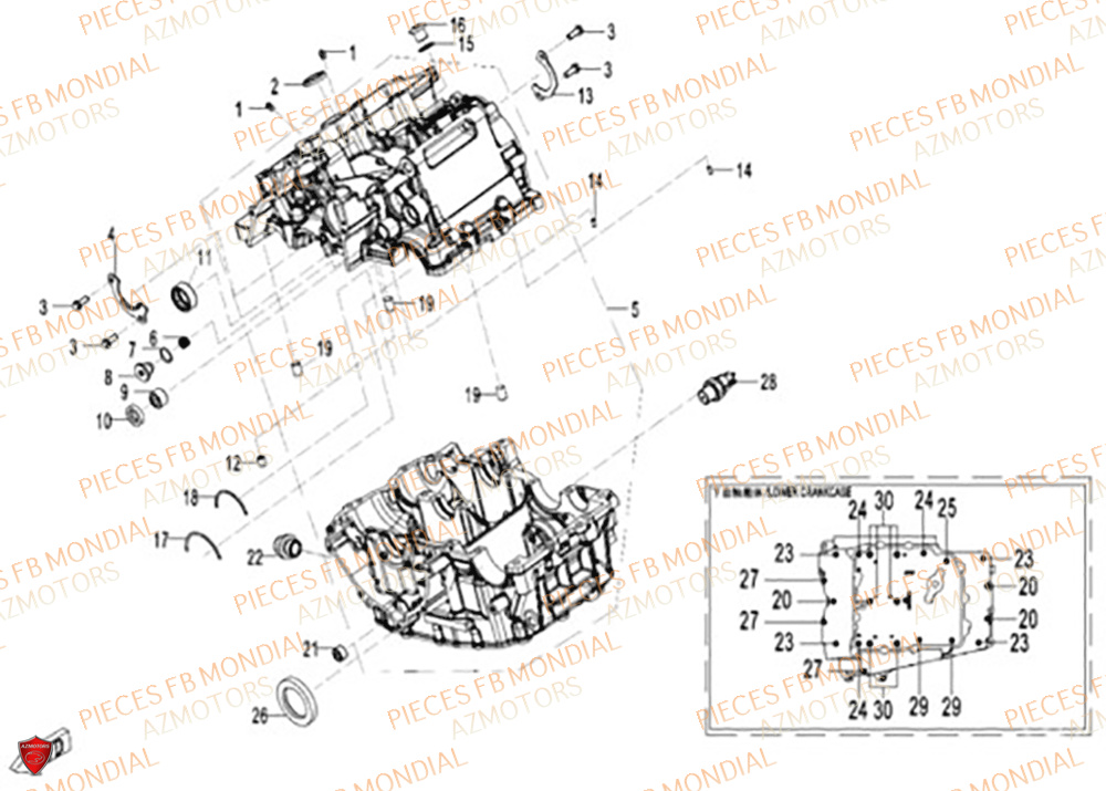 Carter Moteur FB MONDIAL Pieces PIEGA 452 ABS M5