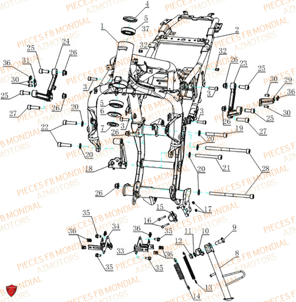 Chassis FB MONDIAL Pieces PIEGA 452 ABS M5