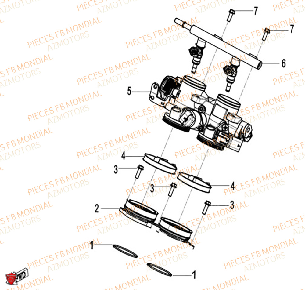 Corps Papillon FB MONDIAL Pieces PIEGA 452 ABS M5