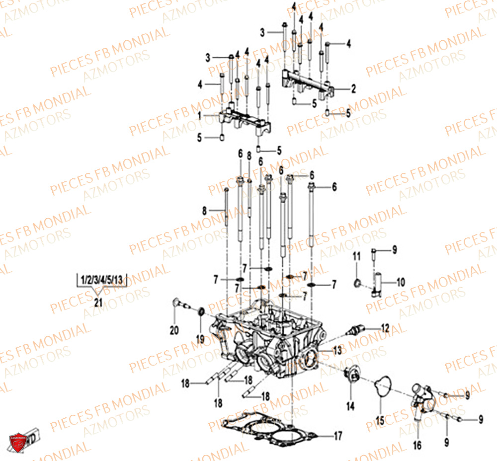 Culasse FB MONDIAL Pieces PIEGA 452 ABS M5