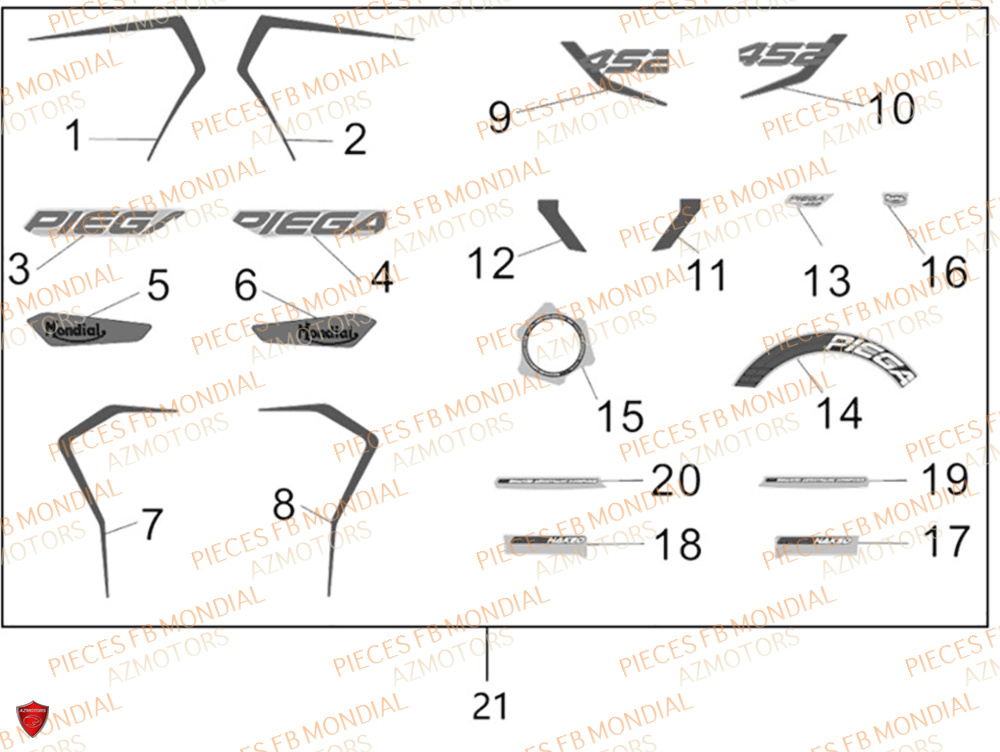 Decors FB MONDIAL Pieces PIEGA 452 ABS M5