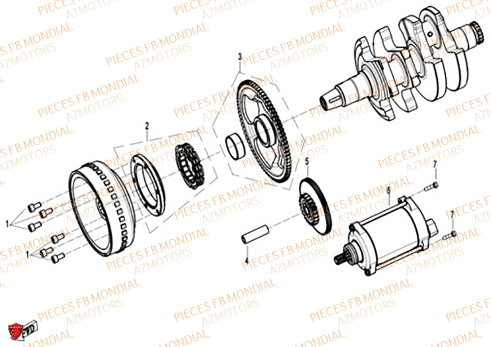 Demarreur FB MONDIAL Pieces PIEGA 452 ABS M5