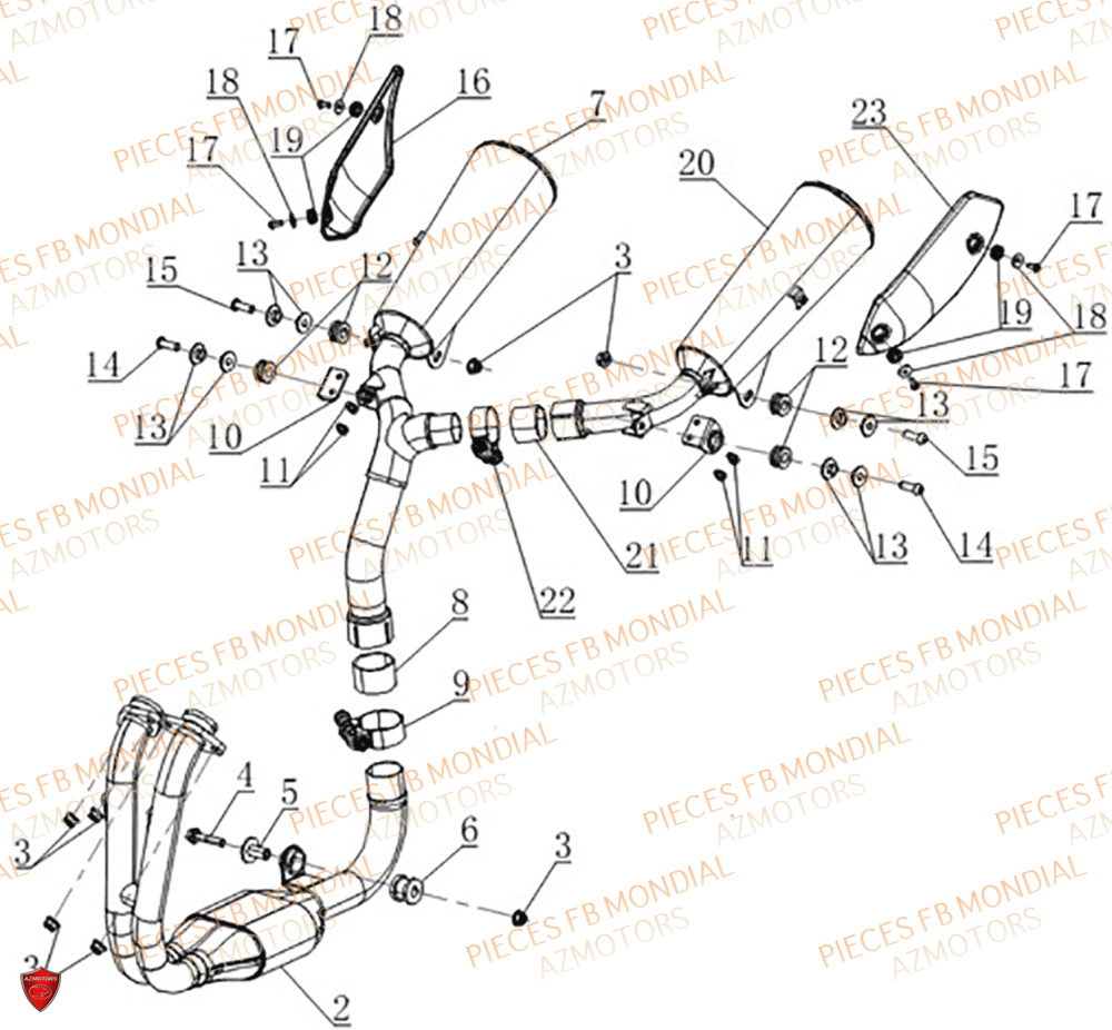 Echappement FB MONDIAL Pieces PIEGA 452 ABS M5