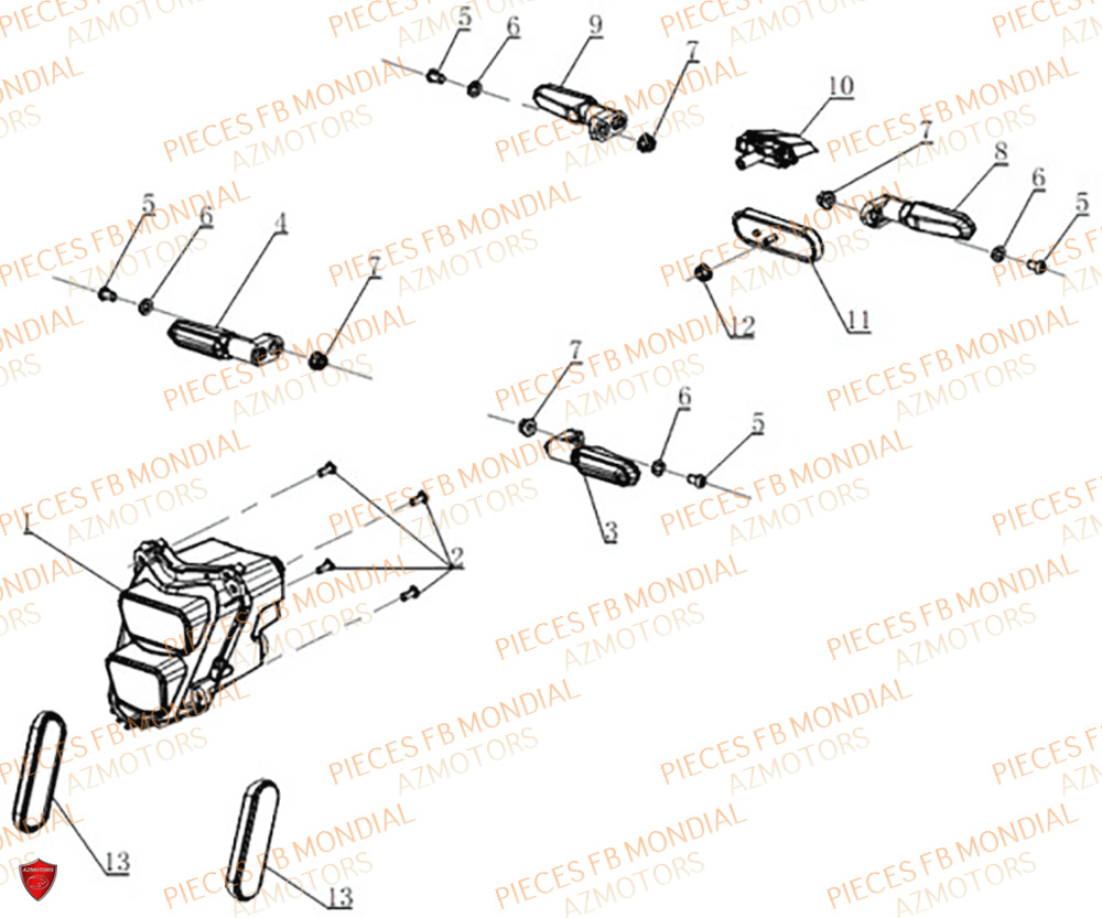 Eclairage FB MONDIAL Pieces PIEGA 452 ABS M5