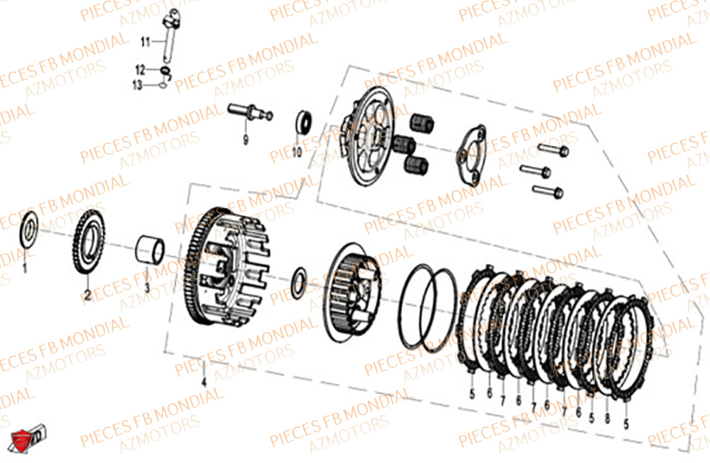 Embrayage FB MONDIAL Pieces PIEGA 452 ABS M5