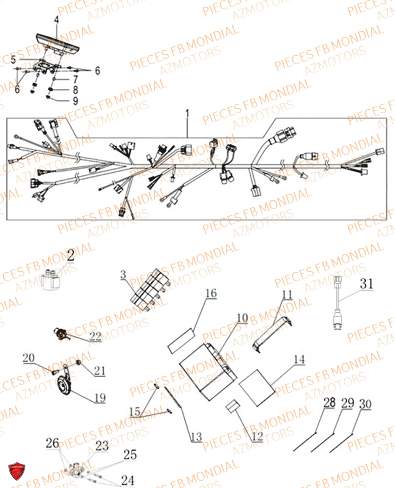 Equipement Electrique FB MONDIAL Pieces PIEGA 452 ABS M5