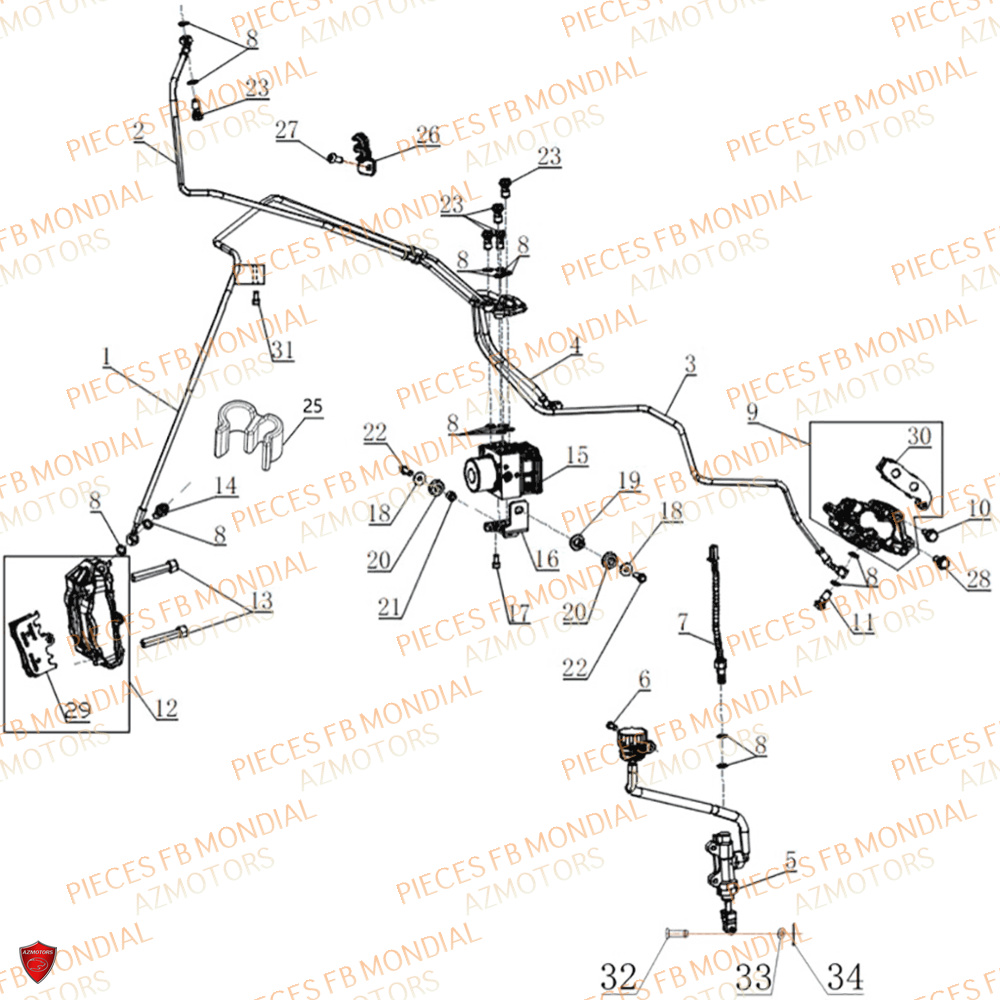 Freins FB MONDIAL Pieces PIEGA 452 ABS M5