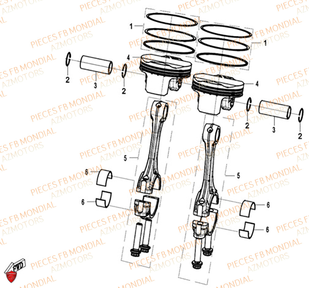 Piston FB MONDIAL Pieces PIEGA 452 ABS M5