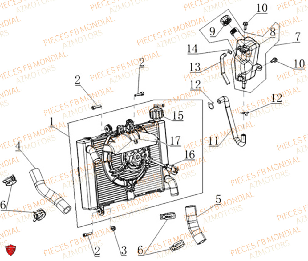 Radiateur FB MONDIAL Pieces PIEGA 452 ABS M5