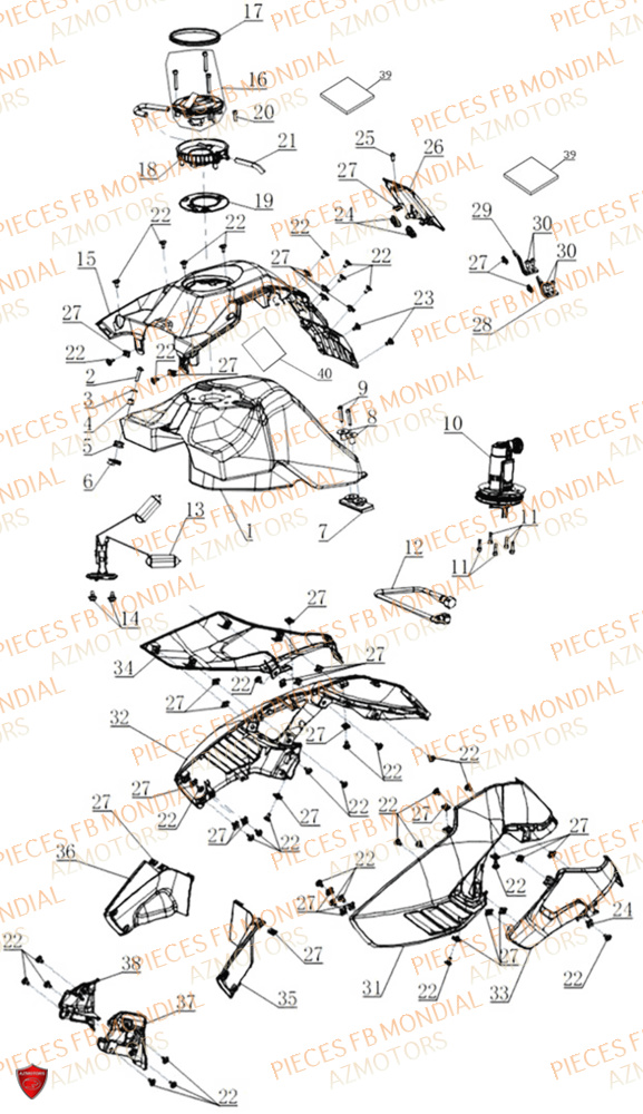 Reservoir FB MONDIAL Pieces PIEGA 452 ABS M5