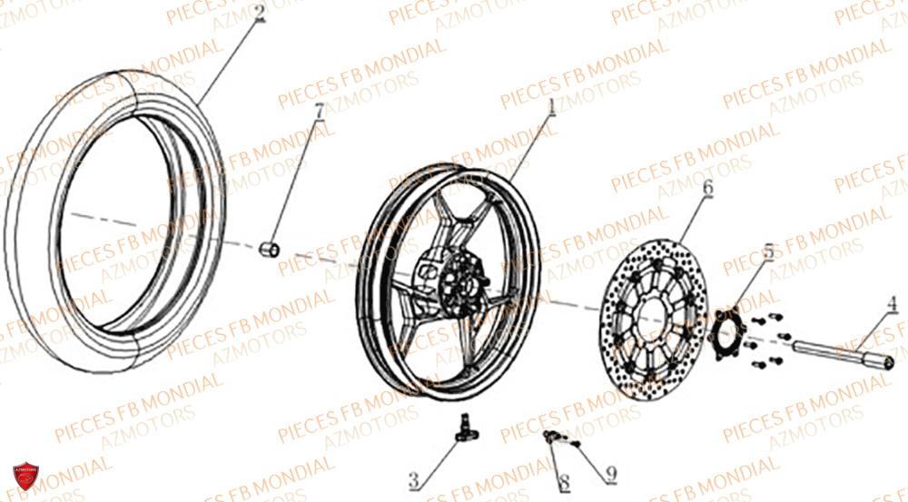 Roue Avant FB MONDIAL Pieces PIEGA 452 ABS M5