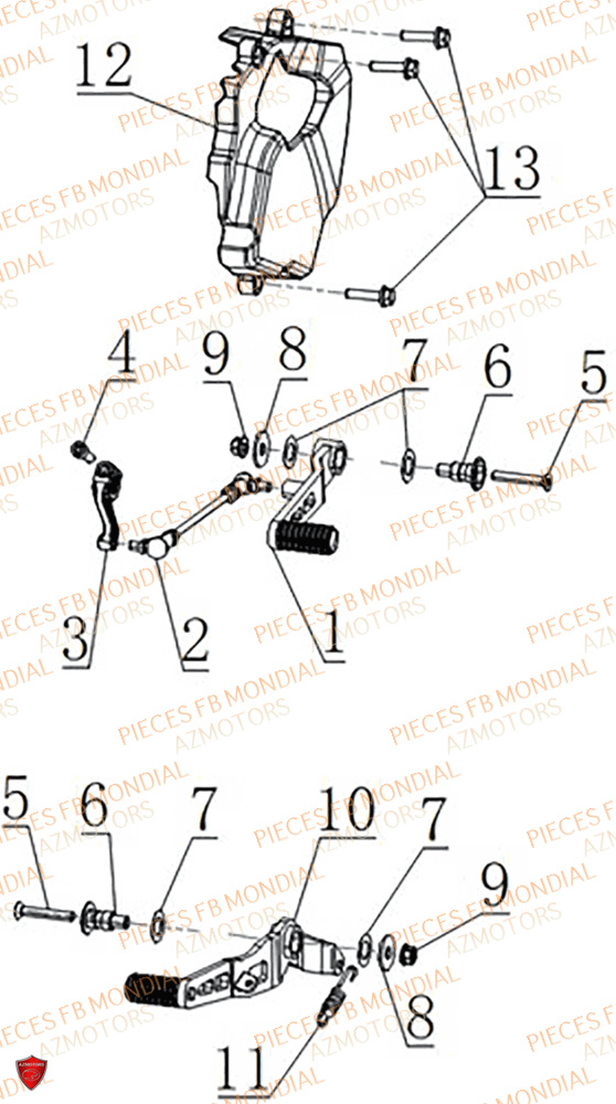 Selecteur De Vitesses FB MONDIAL Pieces PIEGA 452 ABS M5
