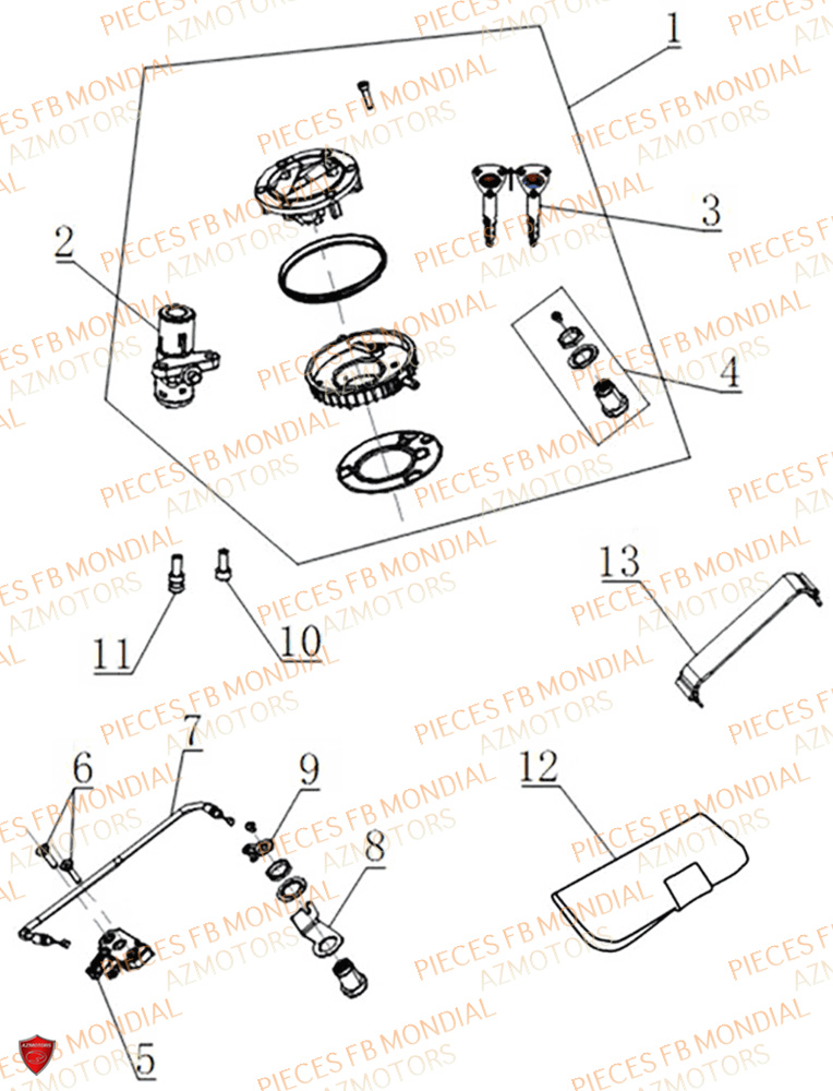 Serrure FB MONDIAL Pieces PIEGA 452 ABS M5