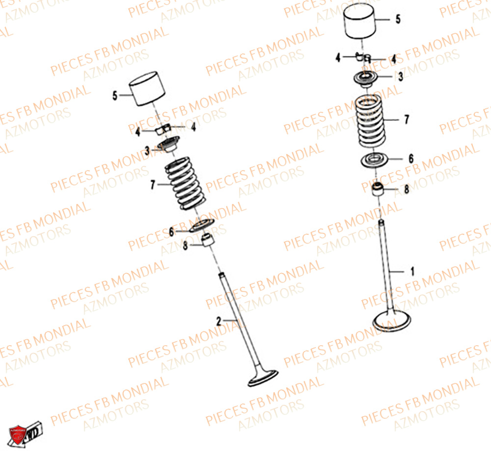 Soupapes FB MONDIAL Pieces PIEGA 452 ABS M5