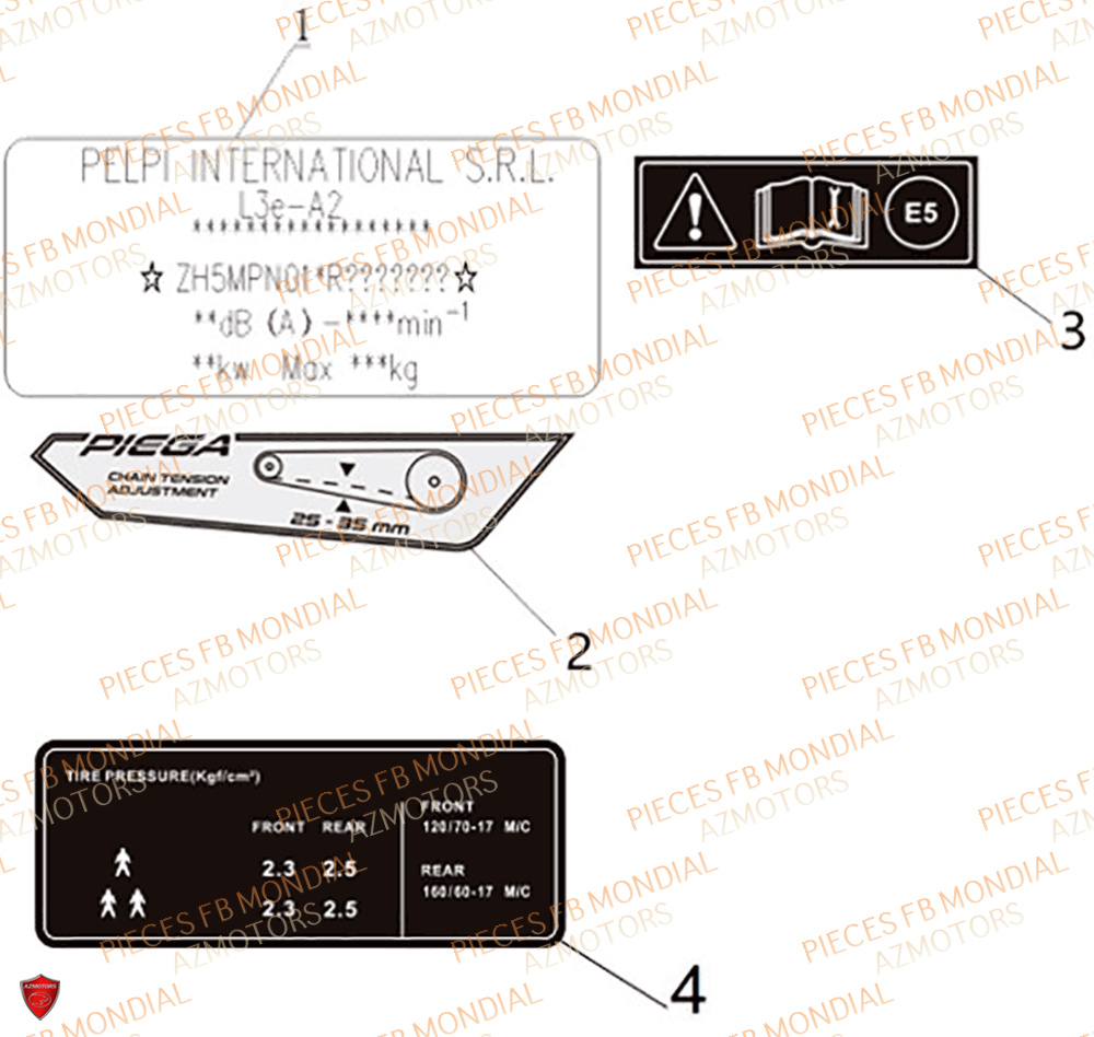 Stickers FB MONDIAL Pieces PIEGA 452 ABS M5