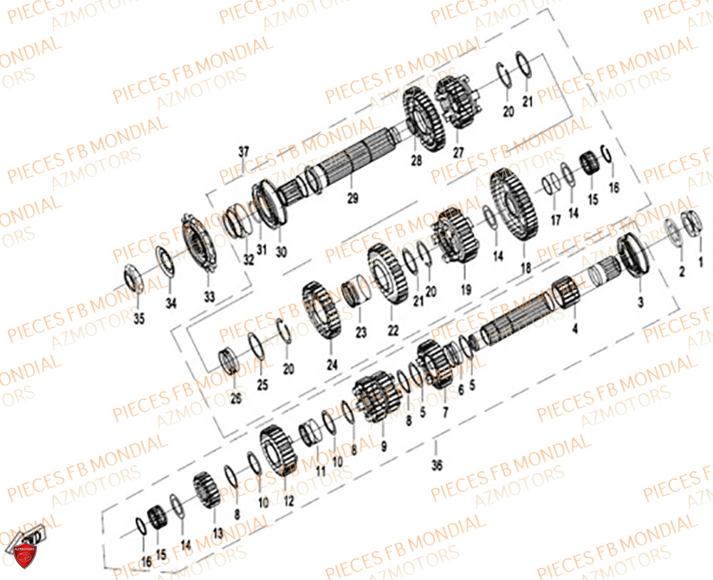 Transmission FB MONDIAL Pieces PIEGA 452 ABS M5
