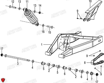 Bras Oscillant Amortisseur FB MONDIAL Pieces PIEGA 125 ABS M3 (2023)