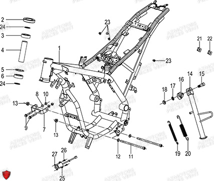Cadre Chassis FB MONDIAL Pieces PIEGA 125 ABS M3 (2023)