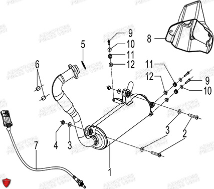 ECHAPPEMENT FB MONDIAL Pieces PIEGA 125 ABS (M3) (2023) FB Mondial Origine