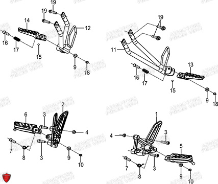 Repose Pieds FB MONDIAL Pieces PIEGA 125 ABS M3 (2023)