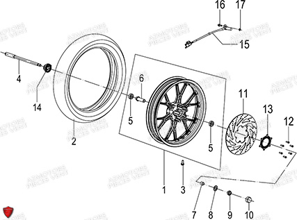 Roue Avant FB MONDIAL Pieces PIEGA 125 ABS M3 (2023)