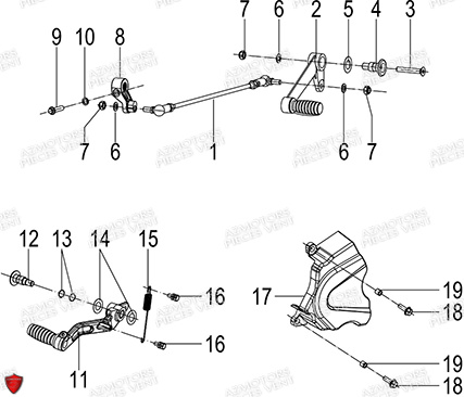 Selecteur De Vitesses Pedale De Frein FB MONDIAL Pieces PIEGA 125 ABS M3 (2023)