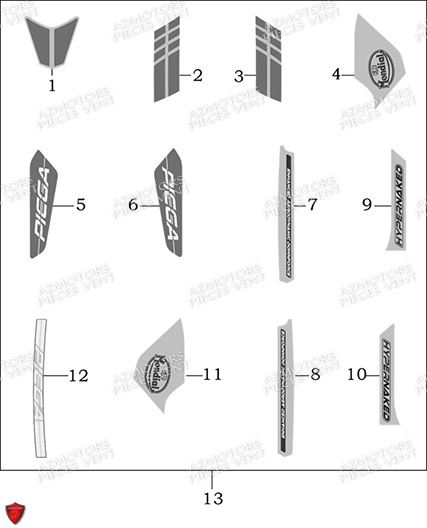 Stickers Factory Graphite Magnesium FB MONDIAL Pieces PIEGA 125 ABS M3 (2023)