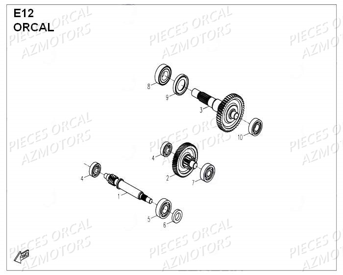 Arbre Embrayage ORCAL Pièces Orcal PIZZA 50cc 4 temps Liquide 