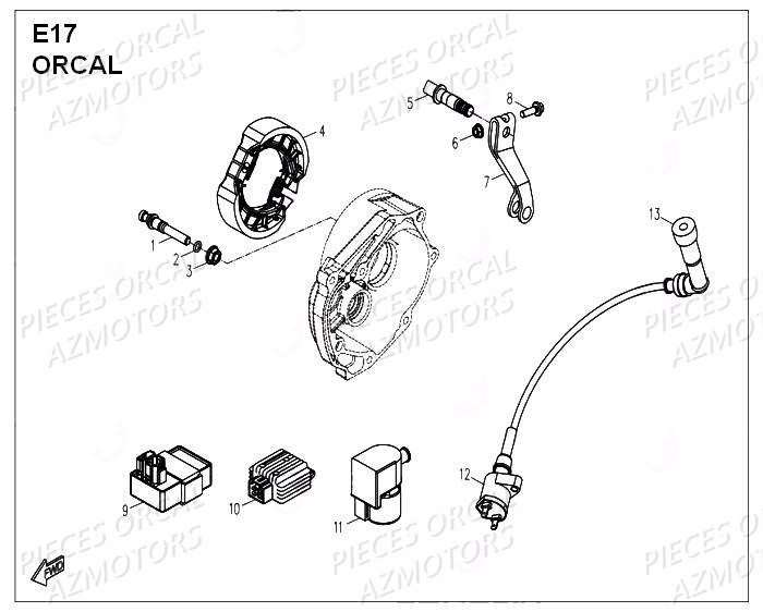 Bobine Regulateur ORCAL Pièces Orcal PIZZA 50cc 4 temps Liquide 