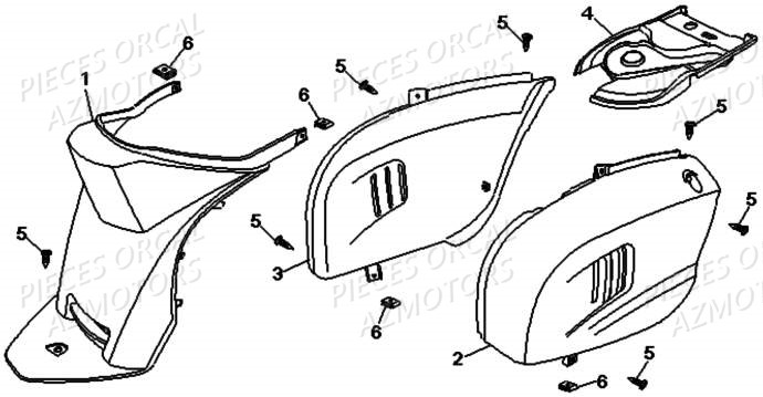 Carenage Arriere ORCAL Pièces Orcal PIZZA 50cc 4 temps Liquide 