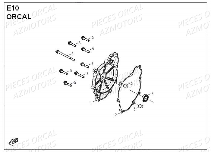 Carters Moteur Droit ORCAL Pièces Orcal PIZZA 50cc 4 temps Liquide 