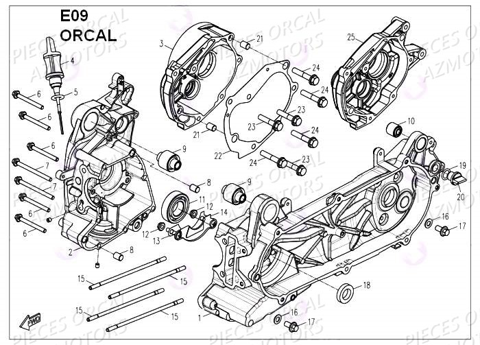 Carters Moteurs ORCAL Pièces Orcal PIZZA 50cc 4 temps Liquide 