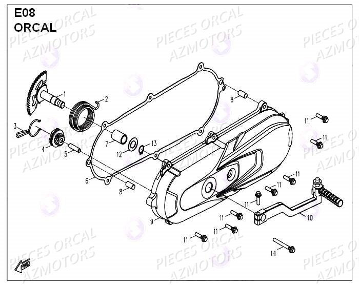 Couvercle Cvt ORCAL Pièces Orcal PIZZA 50cc 4 temps Liquide 