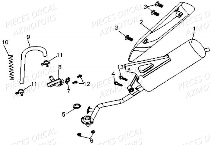 Echappement ORCAL Pièces Orcal PIZZA 50cc 4 temps Liquide