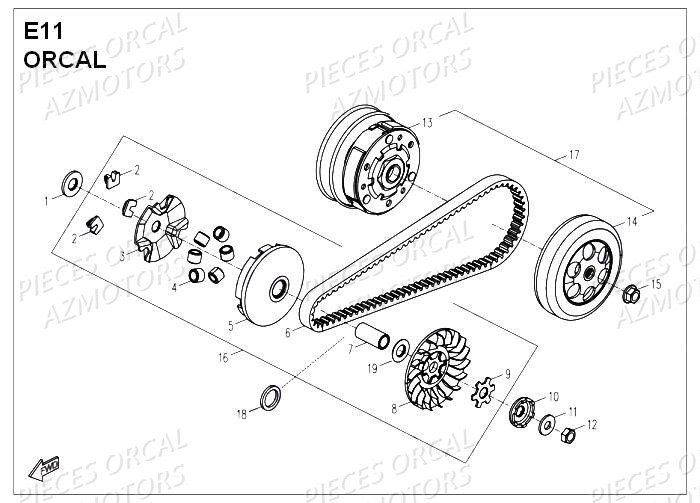 Embrayage AZMOTORS PIZZA 50 4T