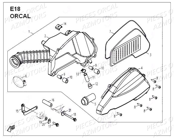 Filtre A Air ORCAL Pièces Orcal PIZZA 50cc 4 temps Liquide 