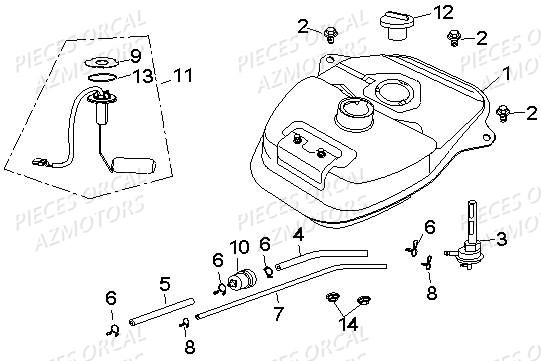 Reservoir ORCAL Pièces Orcal PIZZA 50cc 4 temps Liquide 
