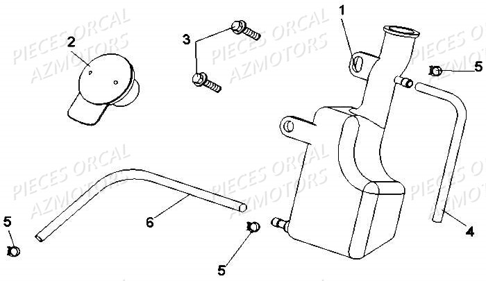 Reservoir Liquide Refroidissement ORCAL Pièces Orcal PIZZA 50cc 4 temps Liquide 