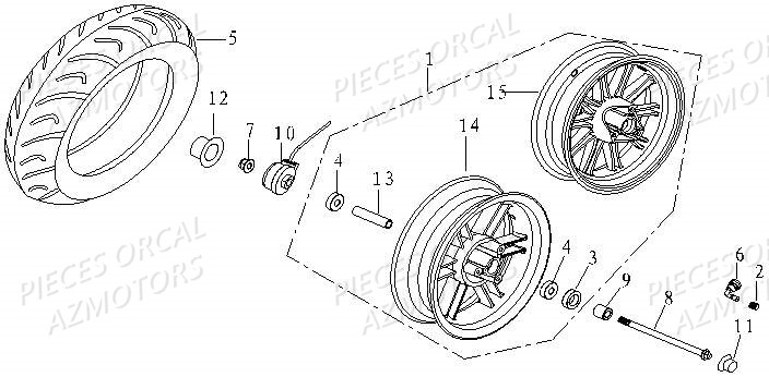 Roue_Avant ORCAL Pièces Orcal PIZZA 50cc 4 temps Liquide