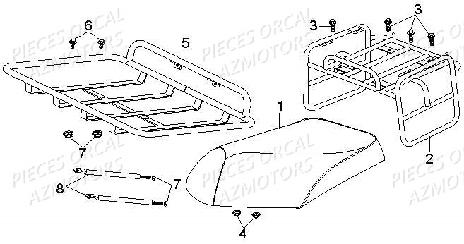 Selle Porte Paquet ORCAL Pièces Orcal PIZZA 50cc 4 temps Liquide 