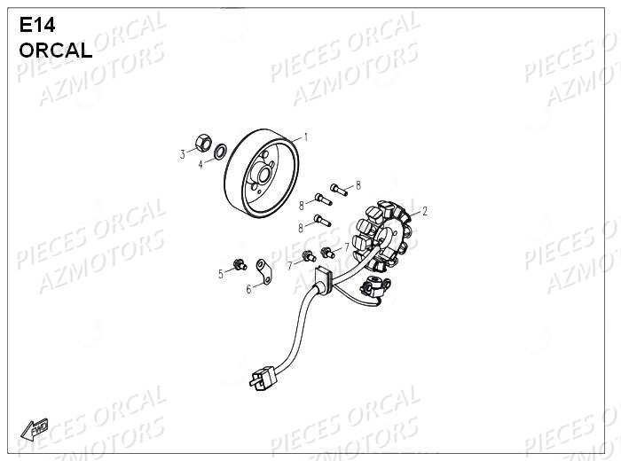 Stator ORCAL Pièces Orcal PIZZA 50cc 4 temps Liquide 