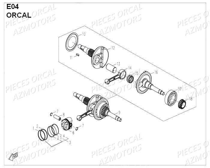 Vilebrequin ORCAL Pièces Orcal PIZZA 50cc 4 temps Liquide 